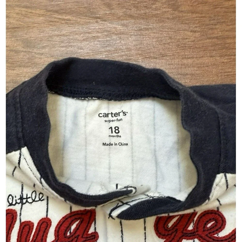 Carter's Boys18M Romper Little Sluggers Pinstripe One Piece Baseball 100% Cotton